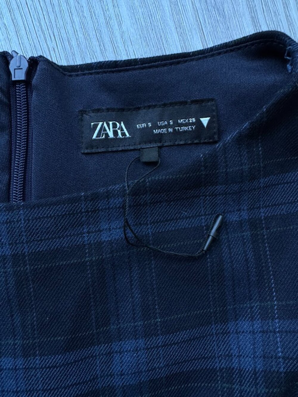 Zara Plaid Mini Dress Navy Blue Size S NWT - Picture 13 of 15